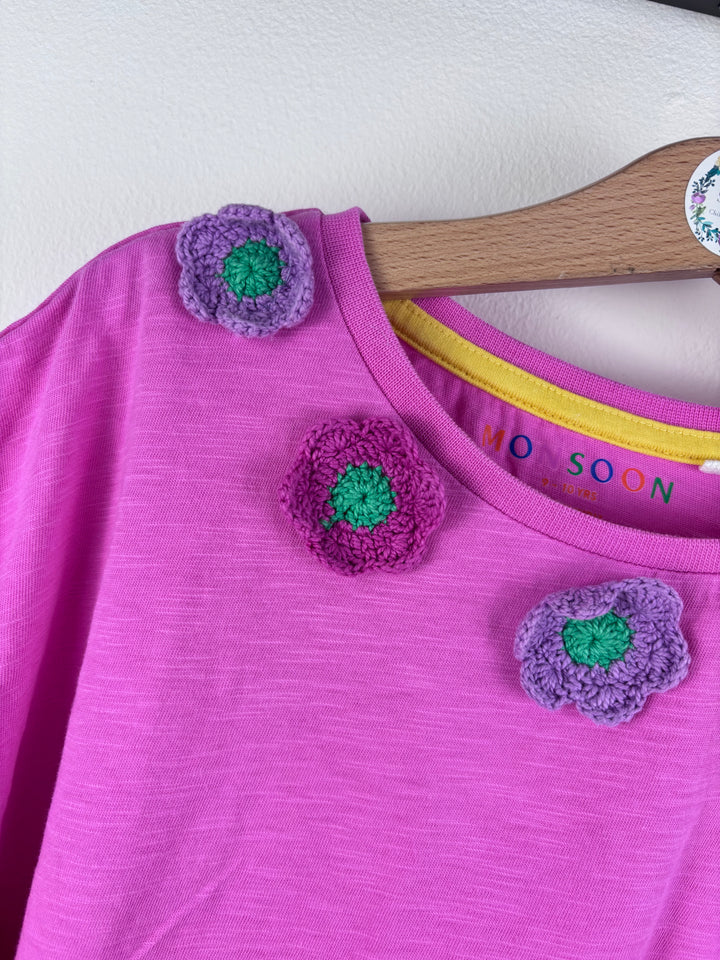 Monsoon Pink Top Flower Appliqué 9-10 Years-Tops-Second Snuggle Preloved