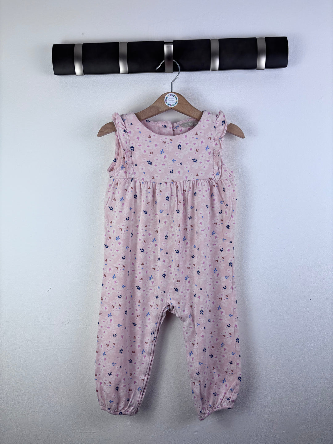 John Lewis Pink Floral Romper Frill Detail 18-24 Months-Rompers-Second Snuggle Preloved