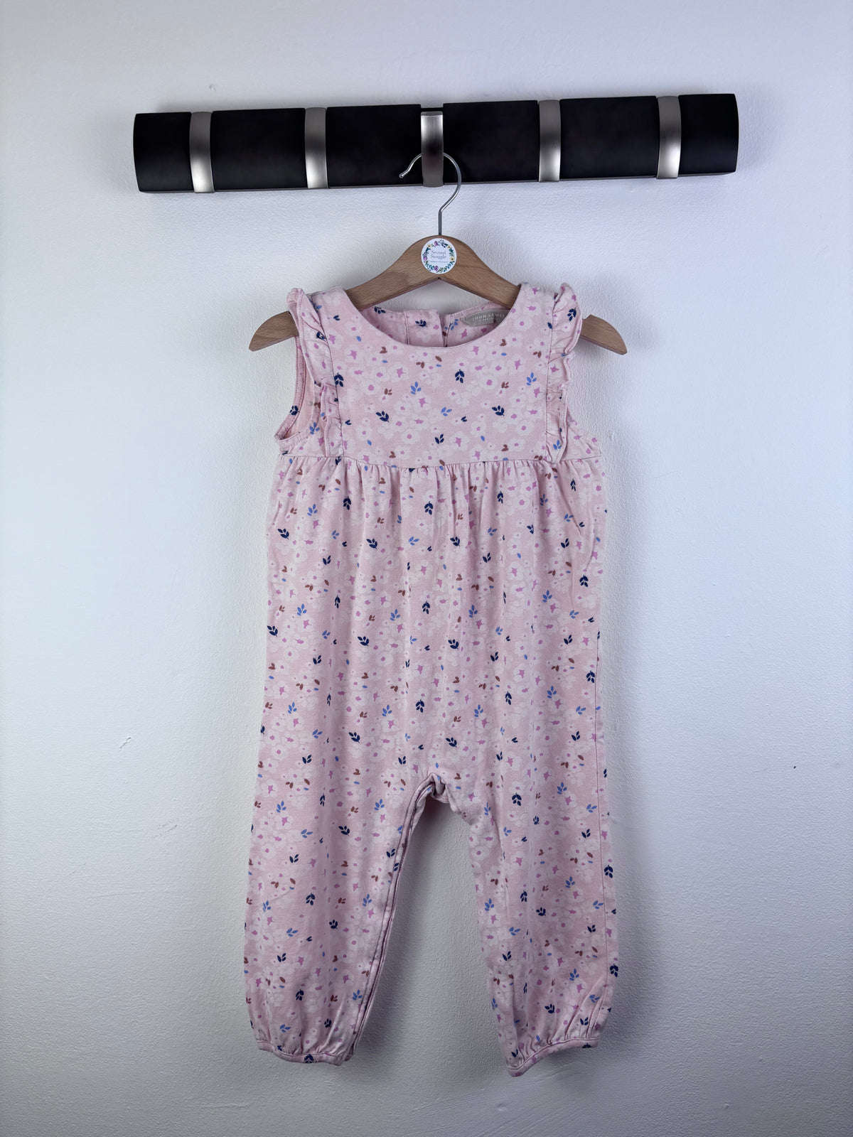 John Lewis Pink Floral Romper Frill Detail 18-24 Months-Rompers-Second Snuggle Preloved
