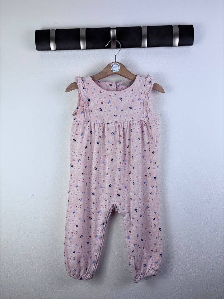 John Lewis Pink Floral Romper Frill Detail 18-24 Months-Rompers-Second Snuggle Preloved