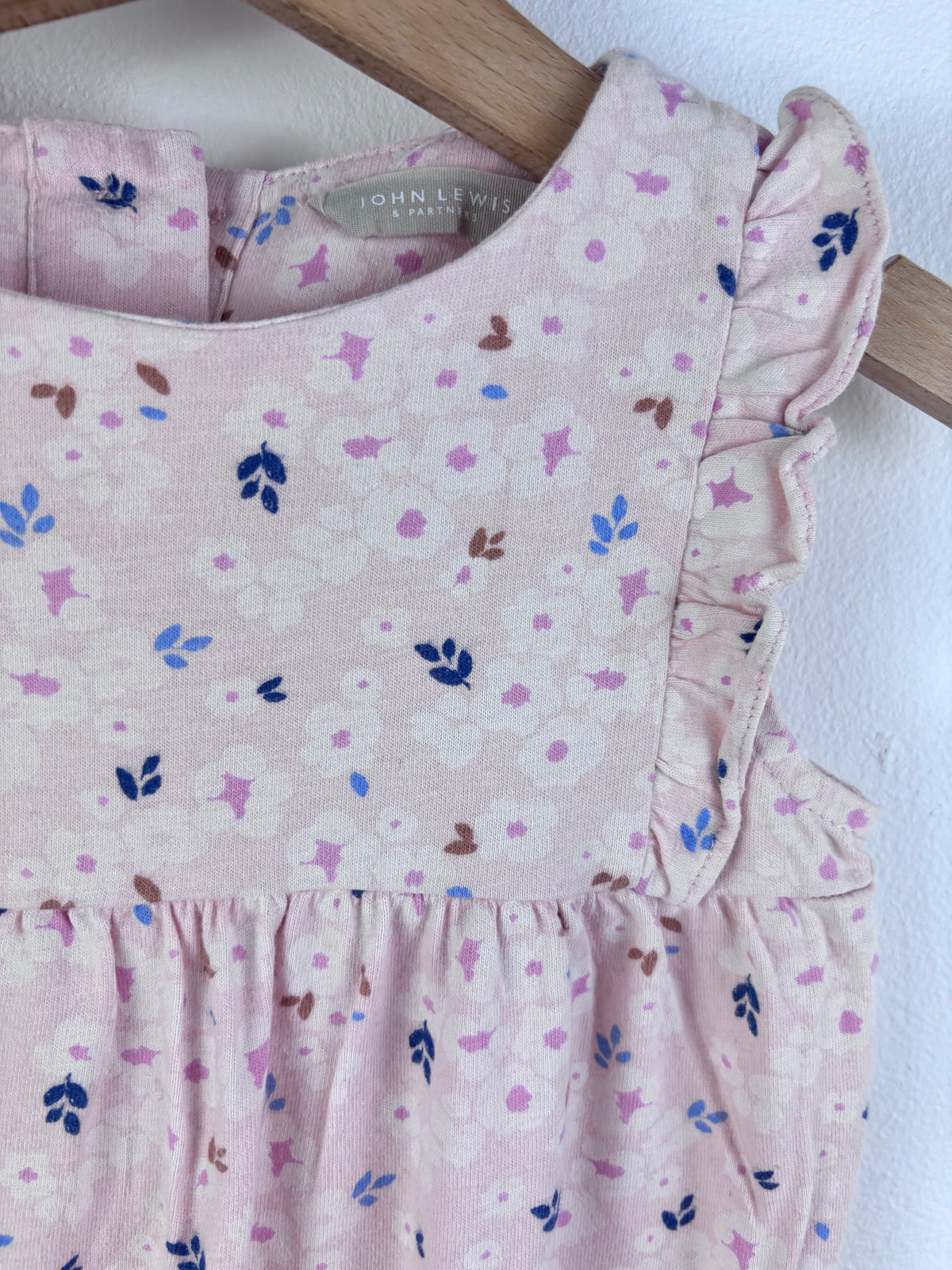 John Lewis Pink Floral Romper Frill Detail 18-24 Months-Rompers-Second Snuggle Preloved