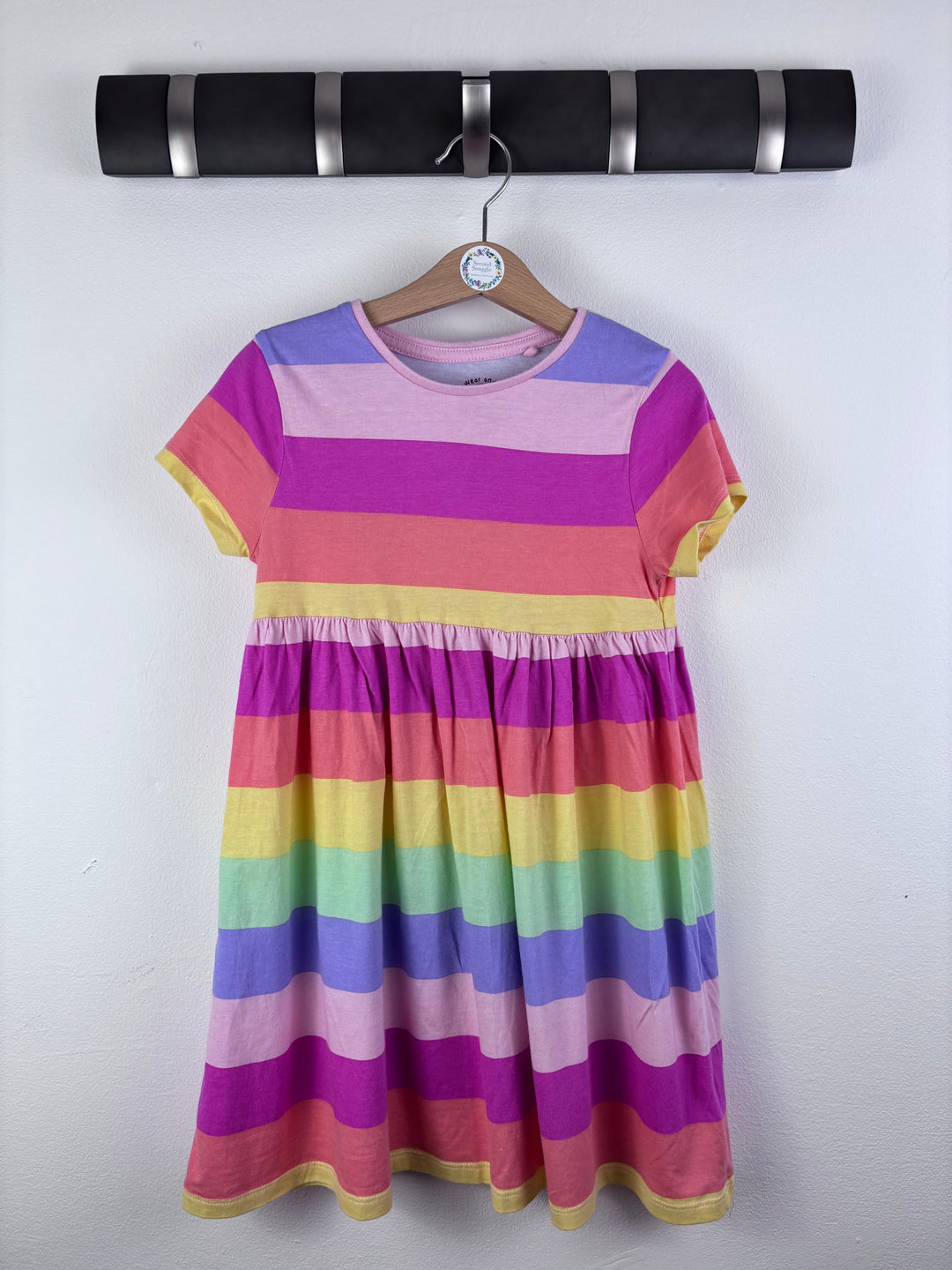 Fred & Flo Rainbow Stripe Jersey Dress 6-7 Years-Dresses-Second Snuggle Preloved