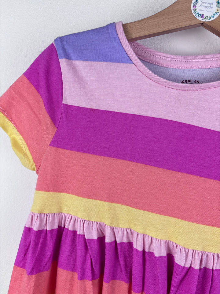 Fred & Flo Rainbow Stripe Jersey Dress 6-7 Years-Dresses-Second Snuggle Preloved