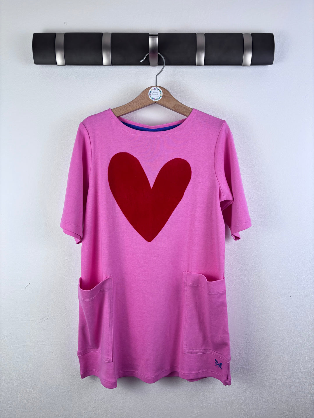 Crew Pink Dress Red Heart Pockets 6-7 Years-Dresses-Second Snuggle Preloved