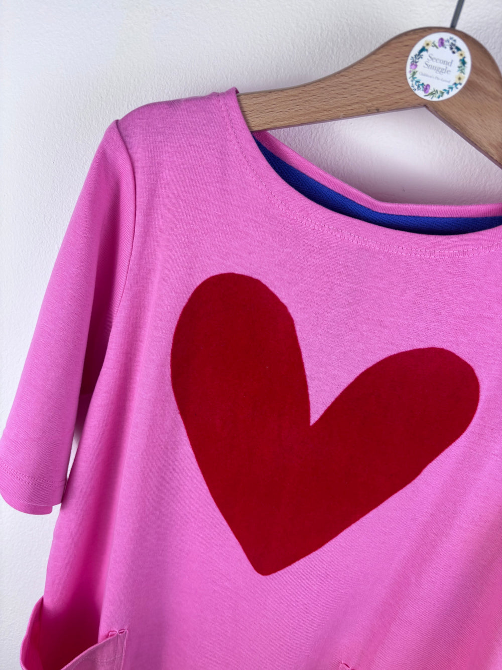 Crew Pink Dress Red Heart Pockets 6-7 Years-Dresses-Second Snuggle Preloved