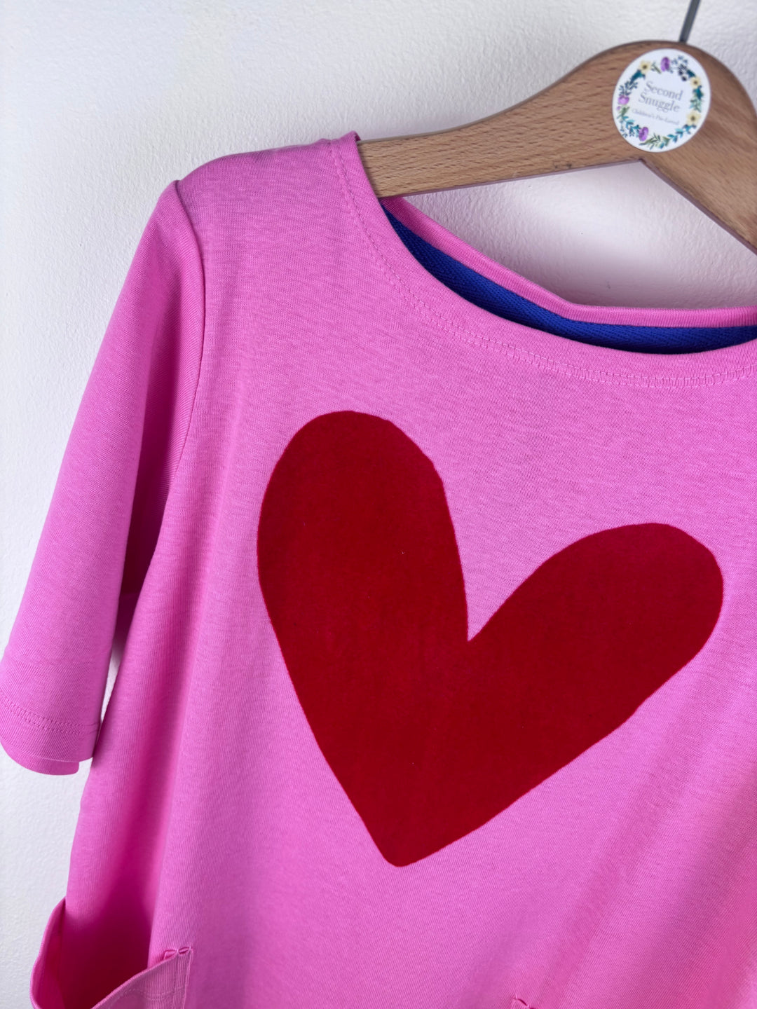 Crew Pink Dress Red Heart Pockets 6-7 Years-Dresses-Second Snuggle Preloved