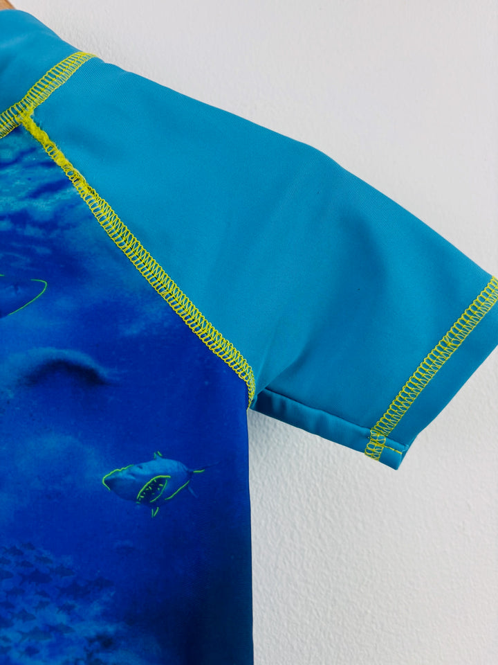 Cherokee Blue Shark Short Sleeve Swim Top 12 Months