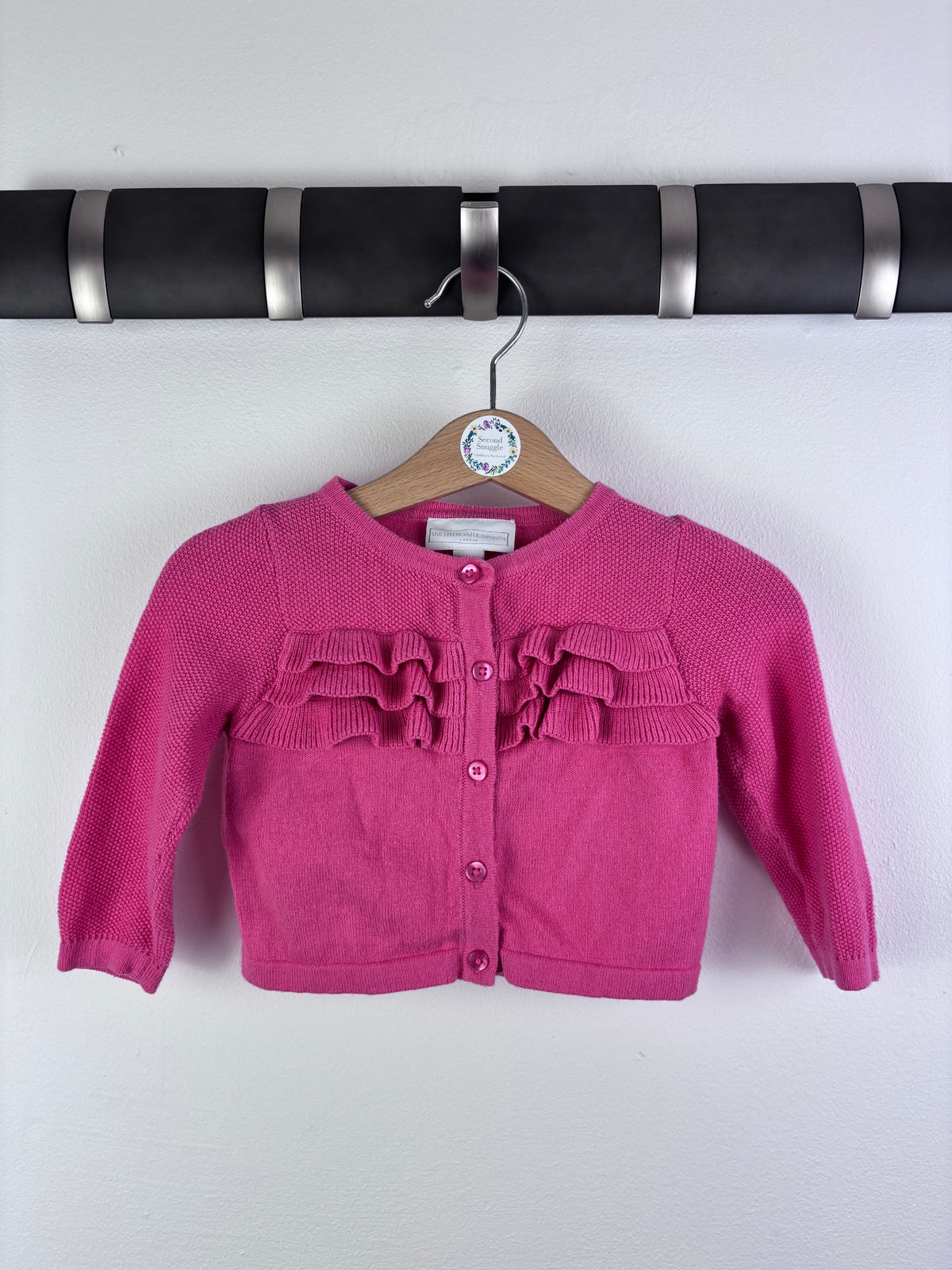The Little White Company Pink Ruffle Knit Cardigan 3-6 Months-Cardigans-Second Snuggle Preloved
