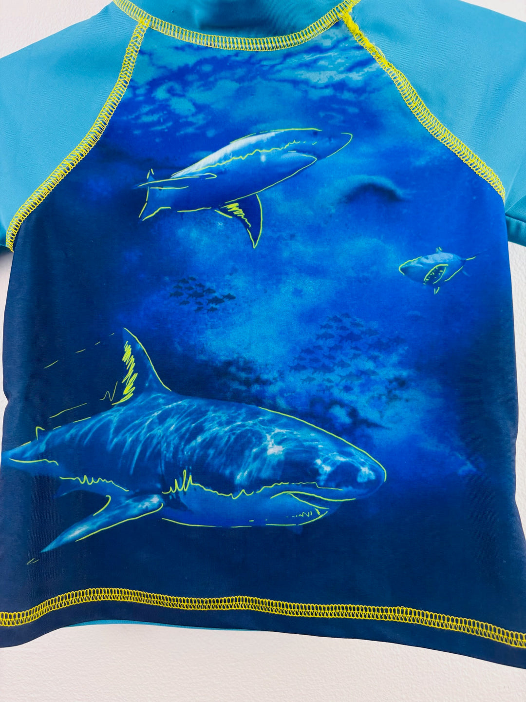 Cherokee Blue Shark Short Sleeve Swim Top 12 Months