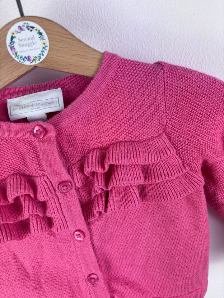 The Little White Company Pink Ruffle Knit Cardigan 3-6 Months-Cardigans-Second Snuggle Preloved