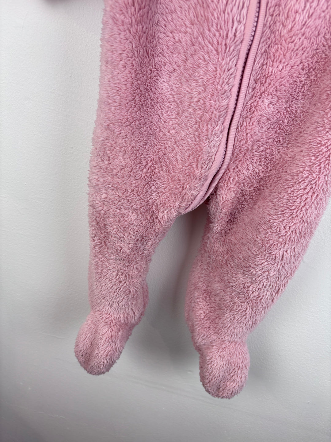Next Pink Fleece Pramsuit 6-9 Months-Pramsuits-Second Snuggle Preloved