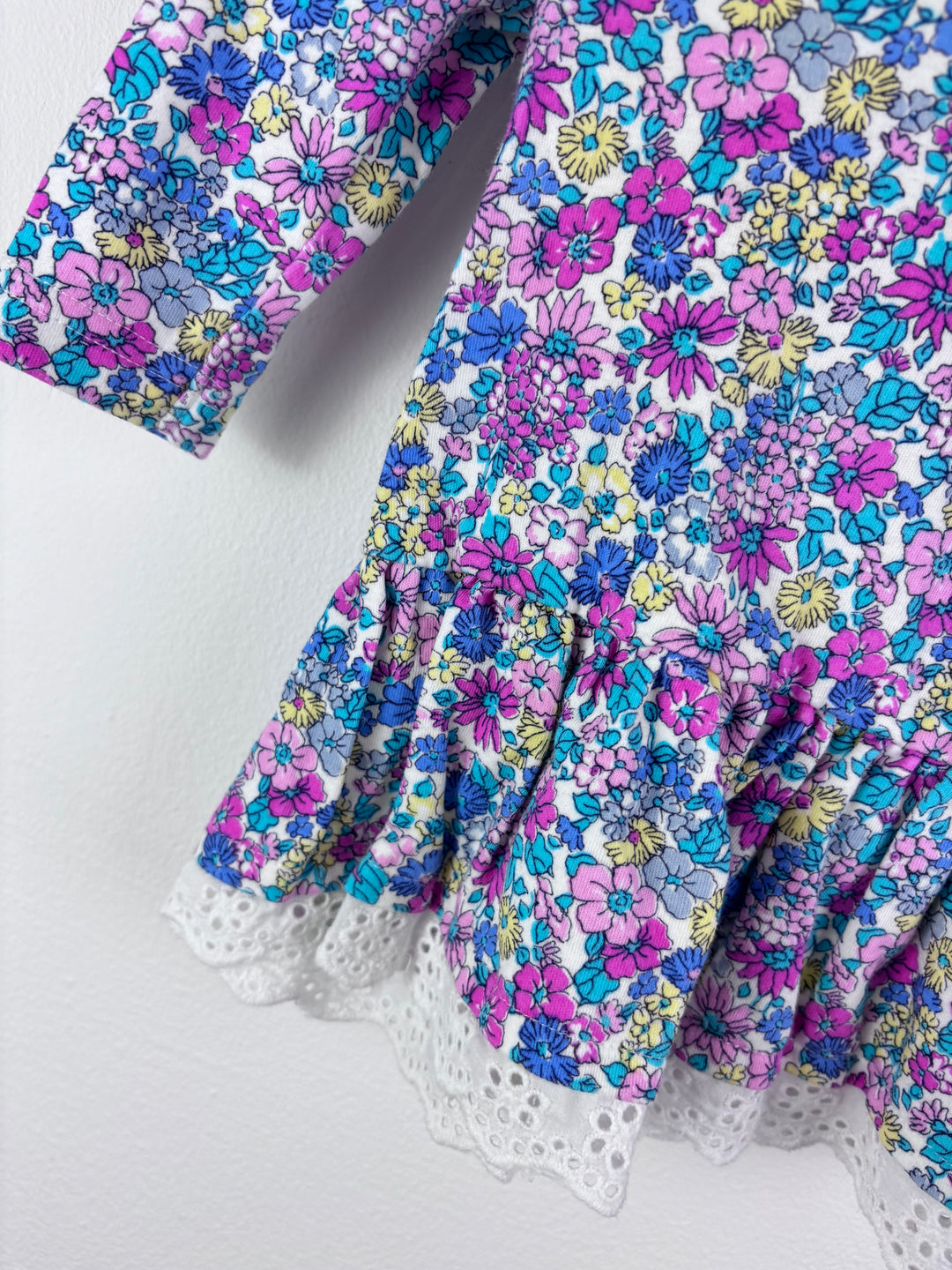 Joules Pink Floral Long Sleeve Peplum Top 3-6 Months-Tops-Second Snuggle Preloved