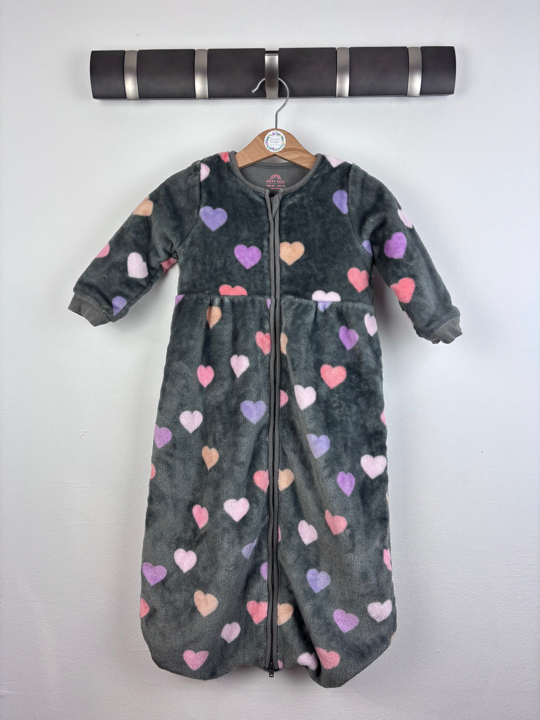 Next Grey Heart Print Sleeping Bag 6-12 Months-Sleeping Bags-Second Snuggle Preloved