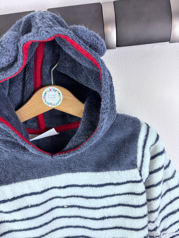 The Little White Company Navy Stripe Hooded Towelling Top 12-24 Months-Swimming-Second Snuggle Preloved