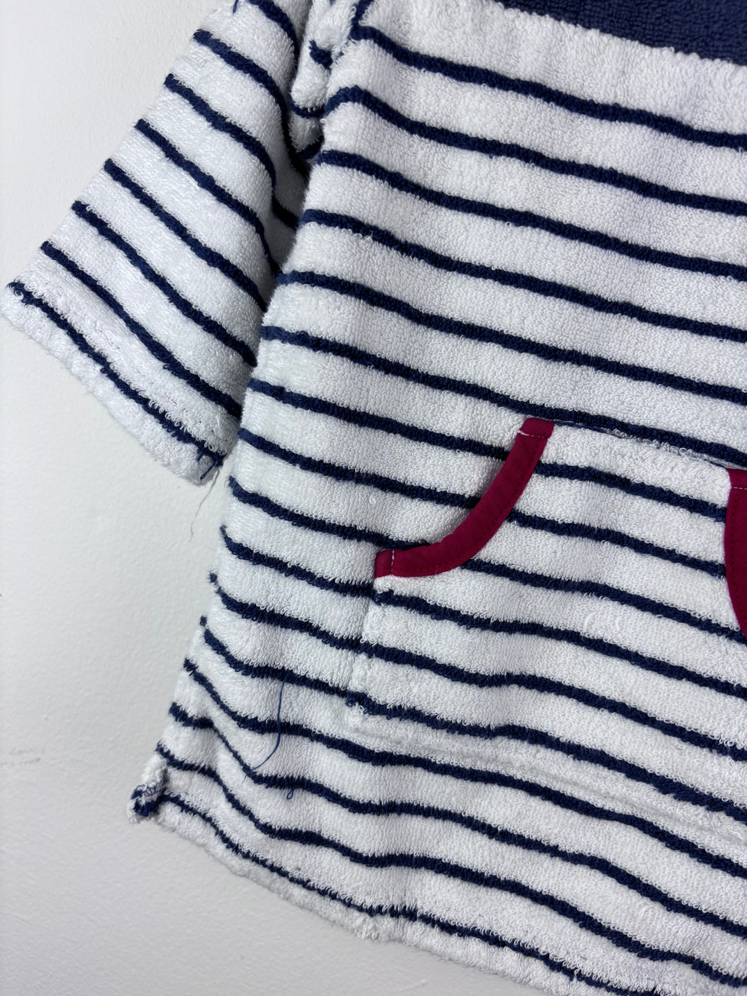 The Little White Company Navy Stripe Hooded Towelling Top 12-24 Months-Swimming-Second Snuggle Preloved