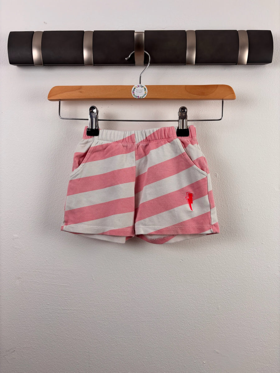 Scamp & Dude Pink Stripe Lightning Bolt Shorts 1-2 Years-Shorts-Second Snuggle Preloved