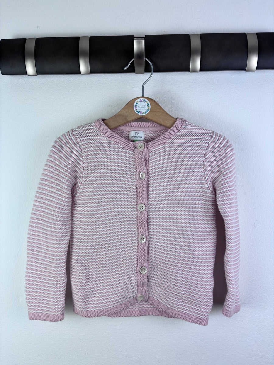 John Lewis Pink Garter Knit Cardigan 12-18 Months-Cardigans-Second Snuggle Preloved