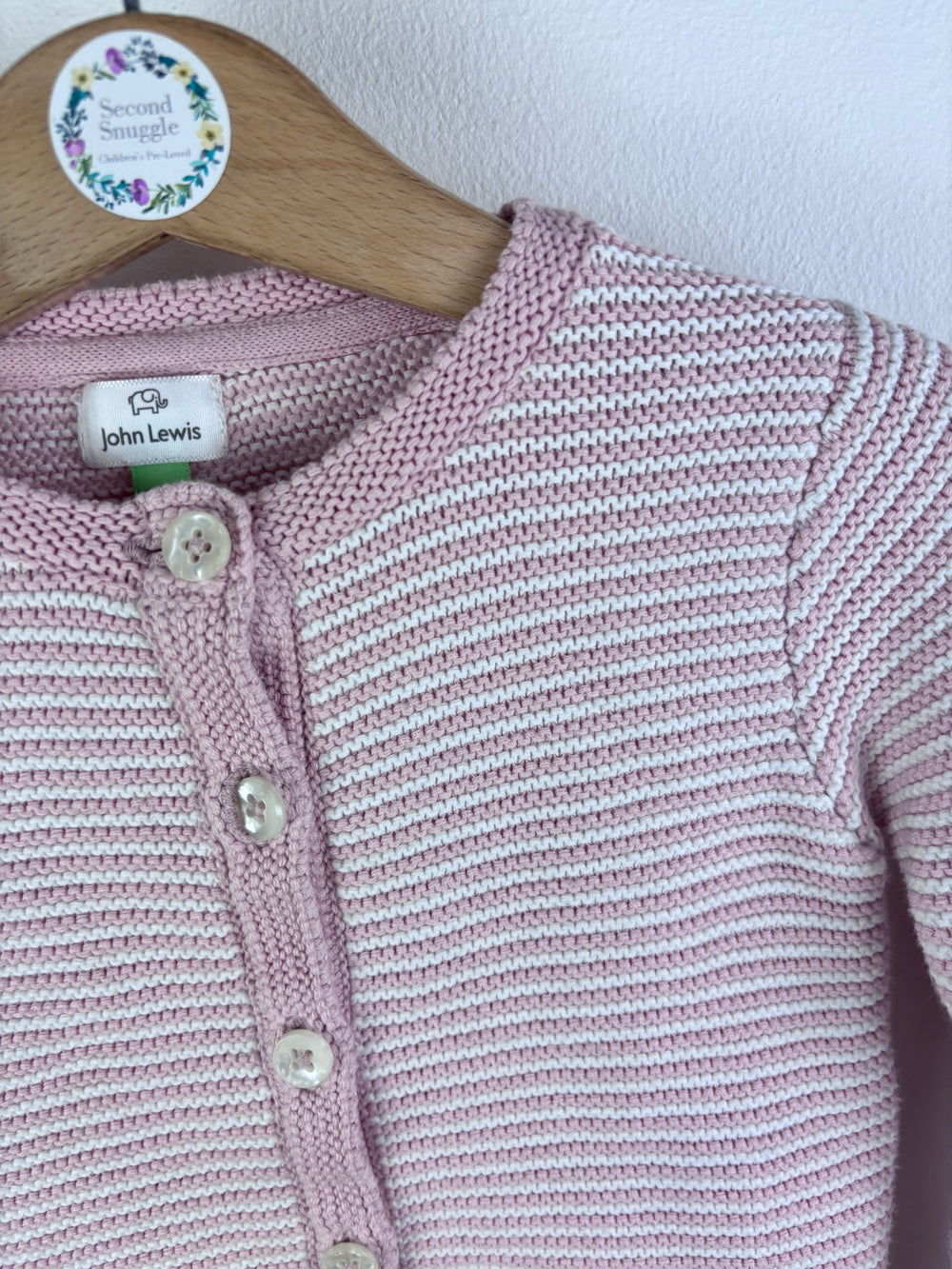 John Lewis Pink Garter Knit Cardigan 12-18 Months-Cardigans-Second Snuggle Preloved