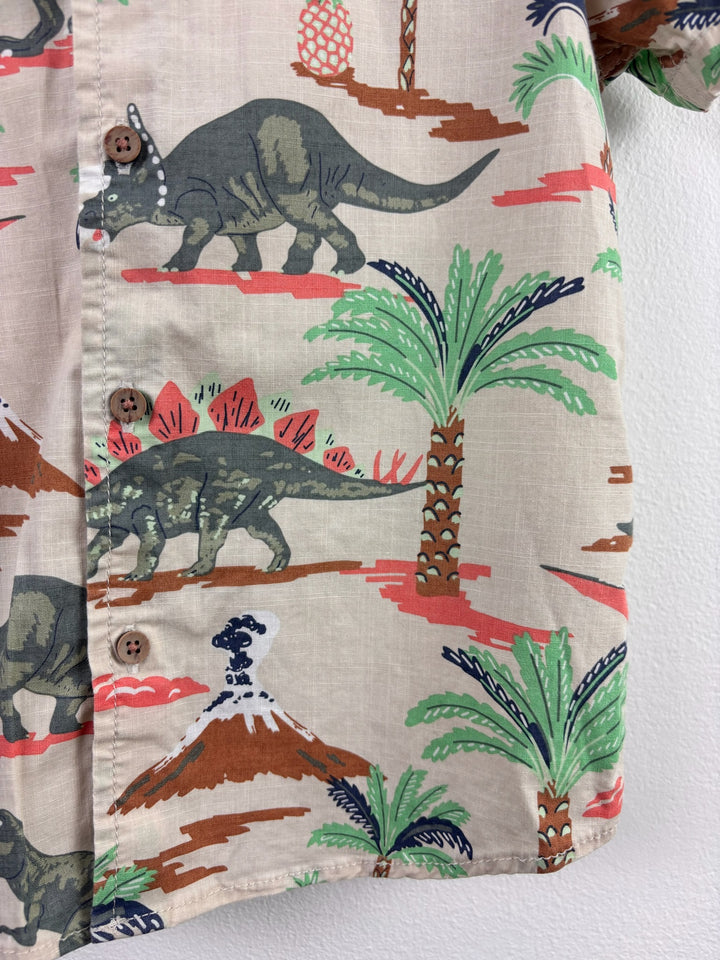 M&S Beige Dinosaur Print Shirt 6-7 Years