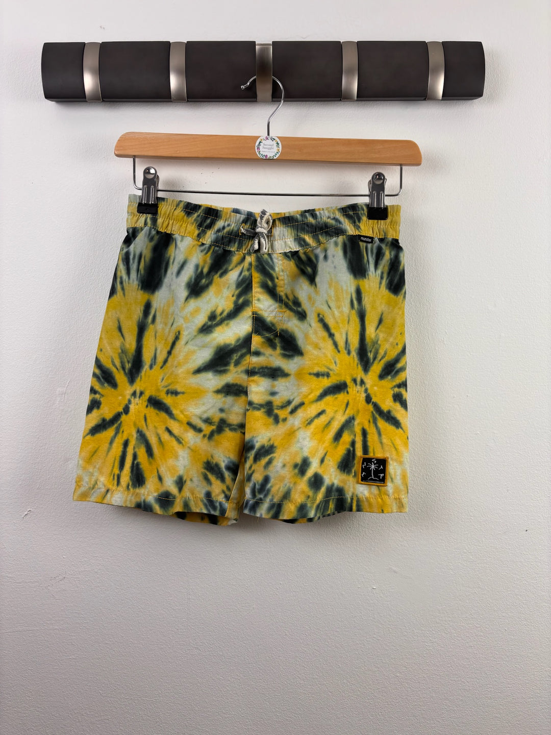 Monster Yellow Black Tie-Dye Shorts 8 Years