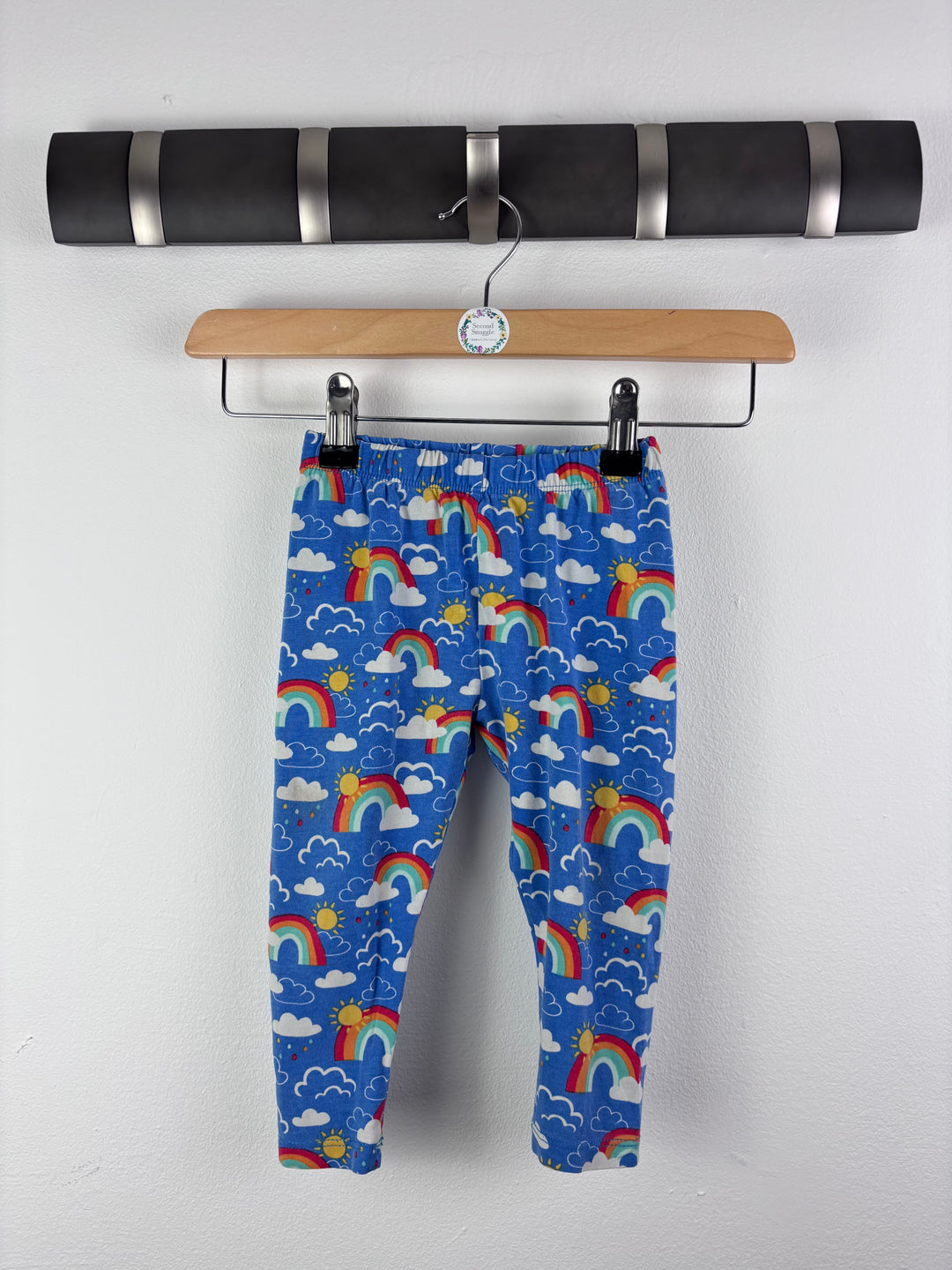 Frugi Blue Rainbow Print Leggings 12-18 Months-Leggings-Second Snuggle Preloved