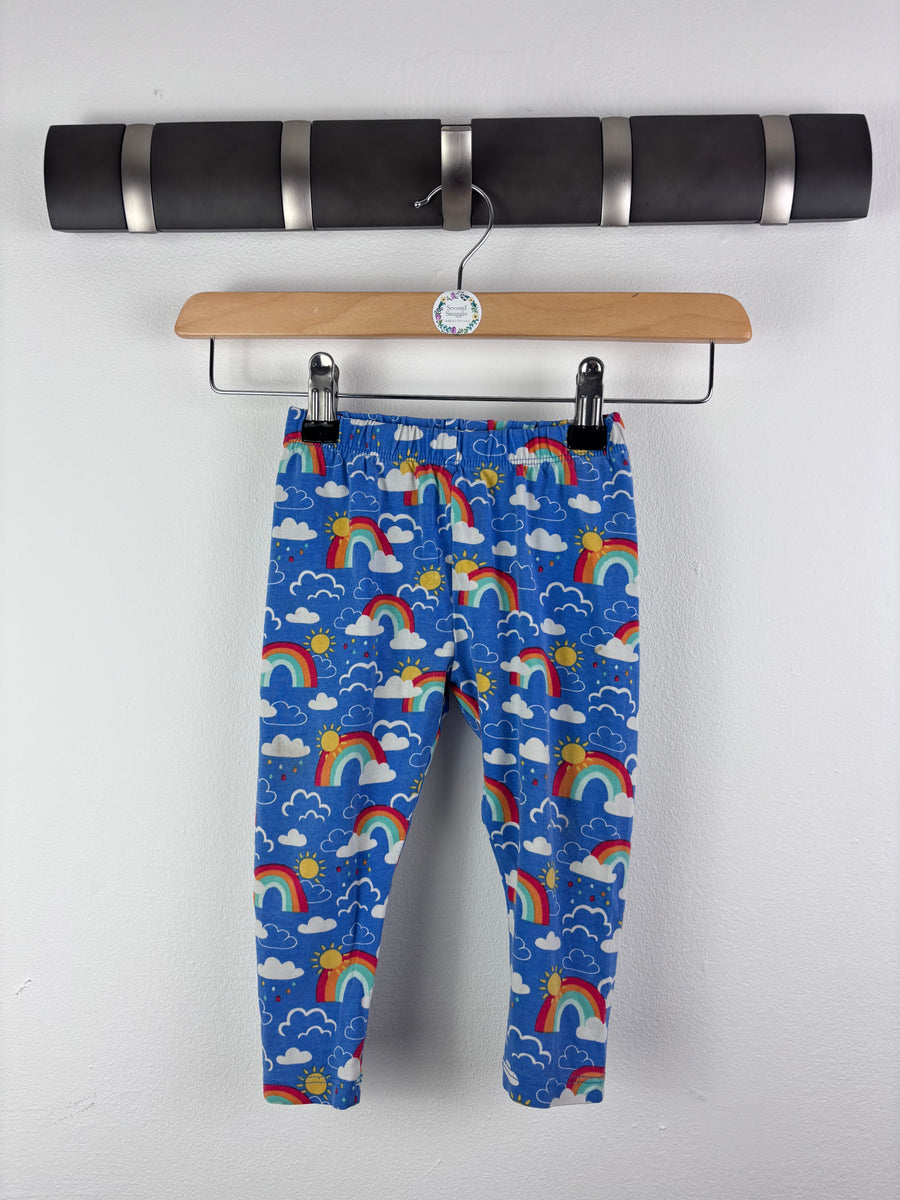 Frugi Blue Rainbow Print Leggings 12-18 Months-Leggings-Second Snuggle Preloved
