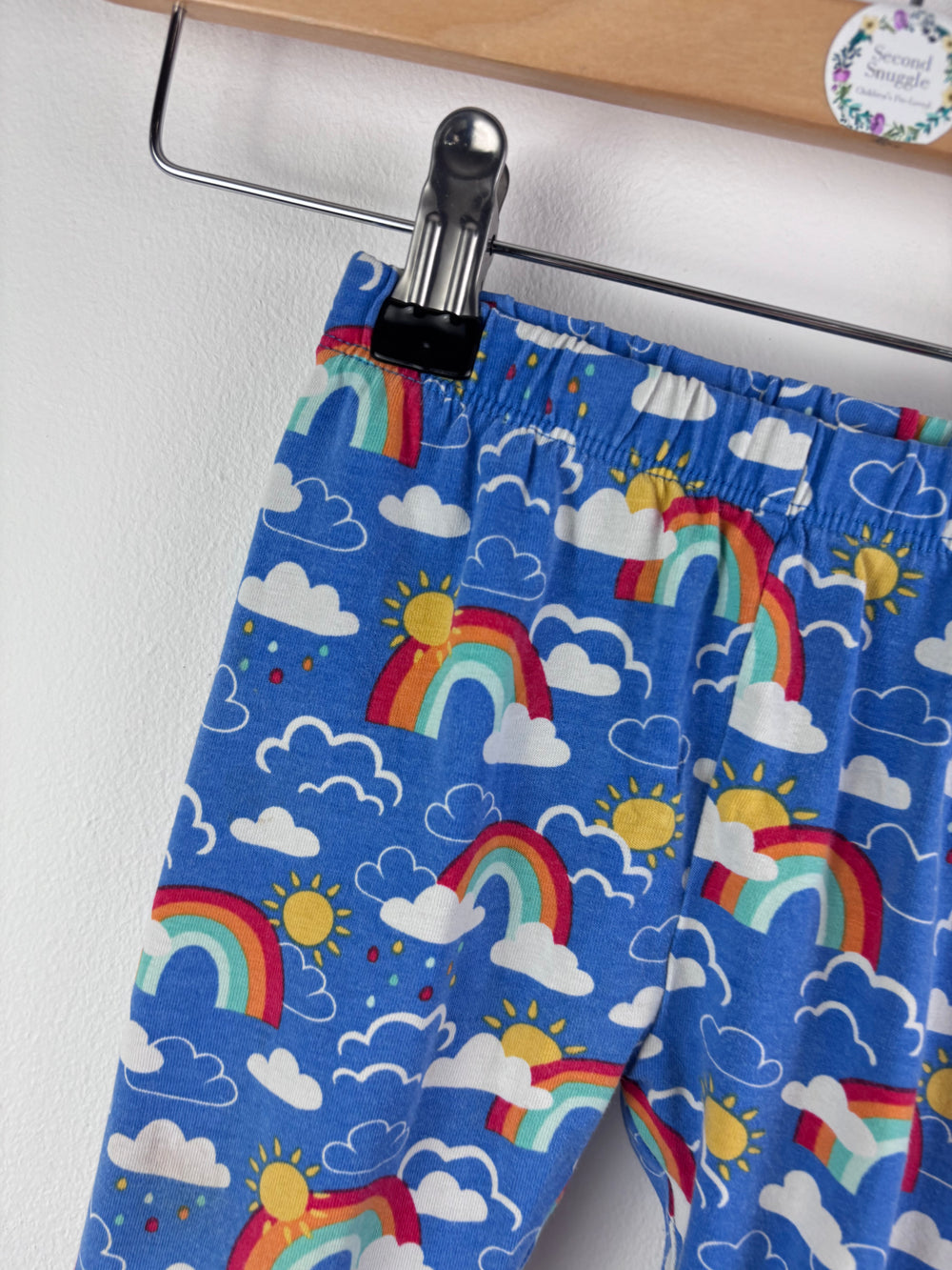 Frugi Blue Rainbow Print Leggings 12-18 Months-Leggings-Second Snuggle Preloved