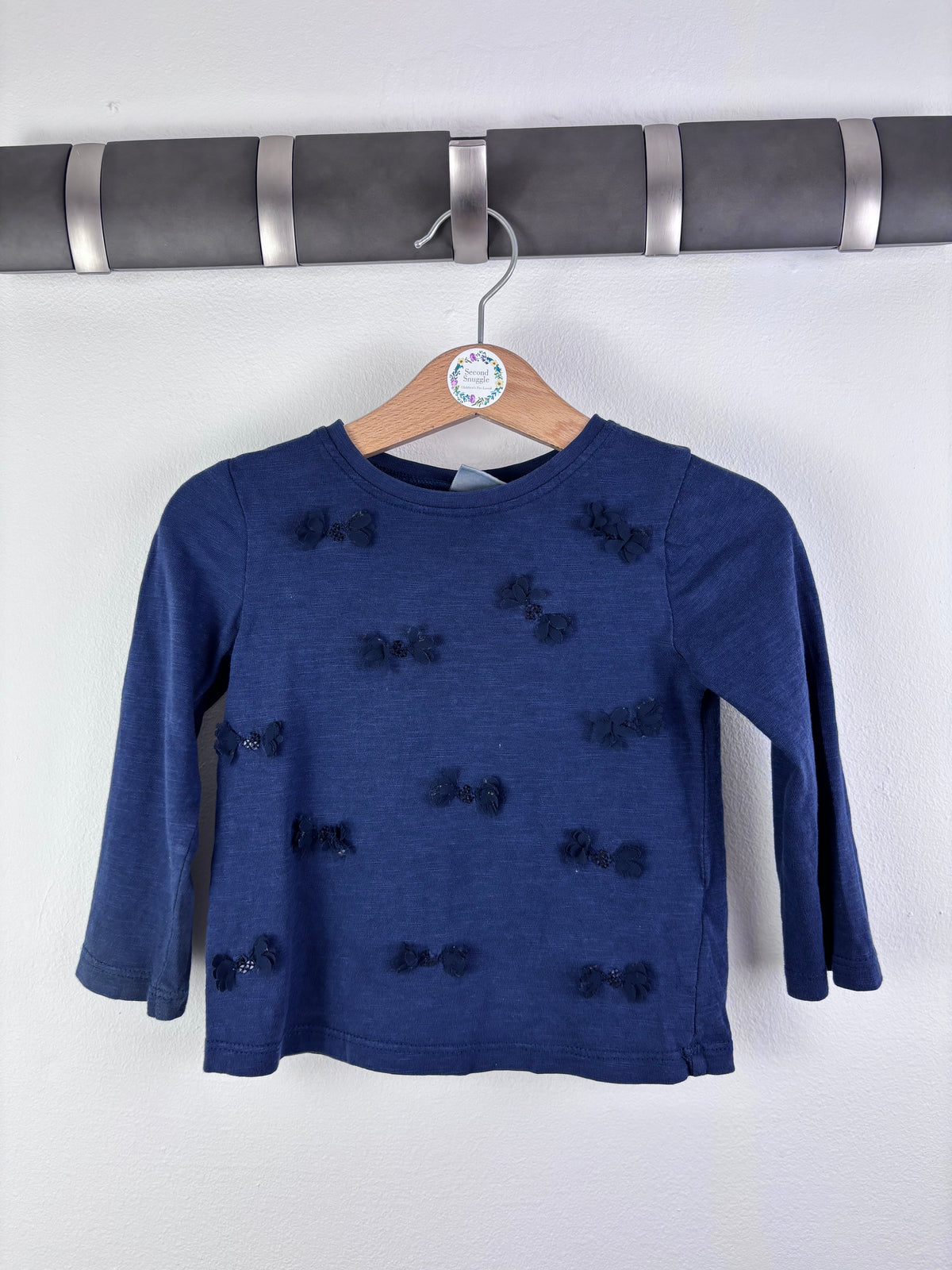 Next Navy Floral Appliqué Top 9-12 Months-Tops-Second Snuggle Preloved