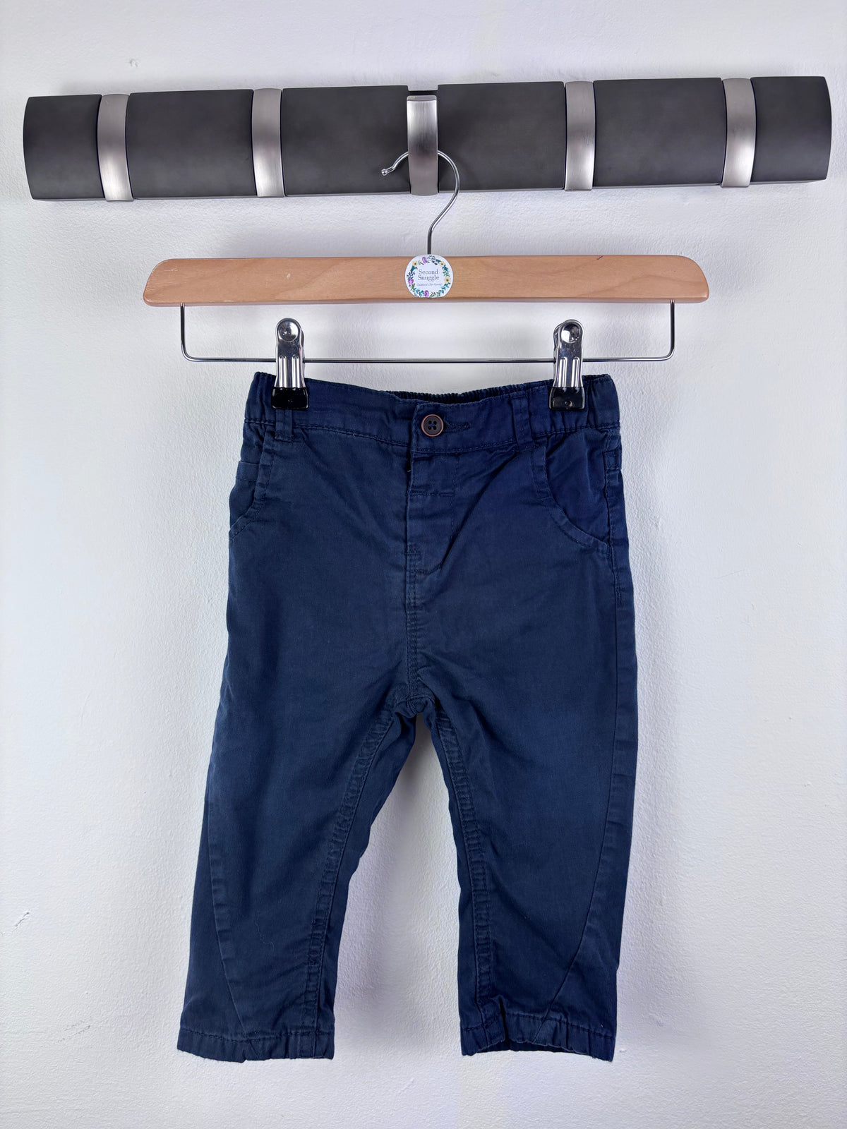 Next Blue Cotton Chinos 9-12 Months-Trousers-Second Snuggle Preloved