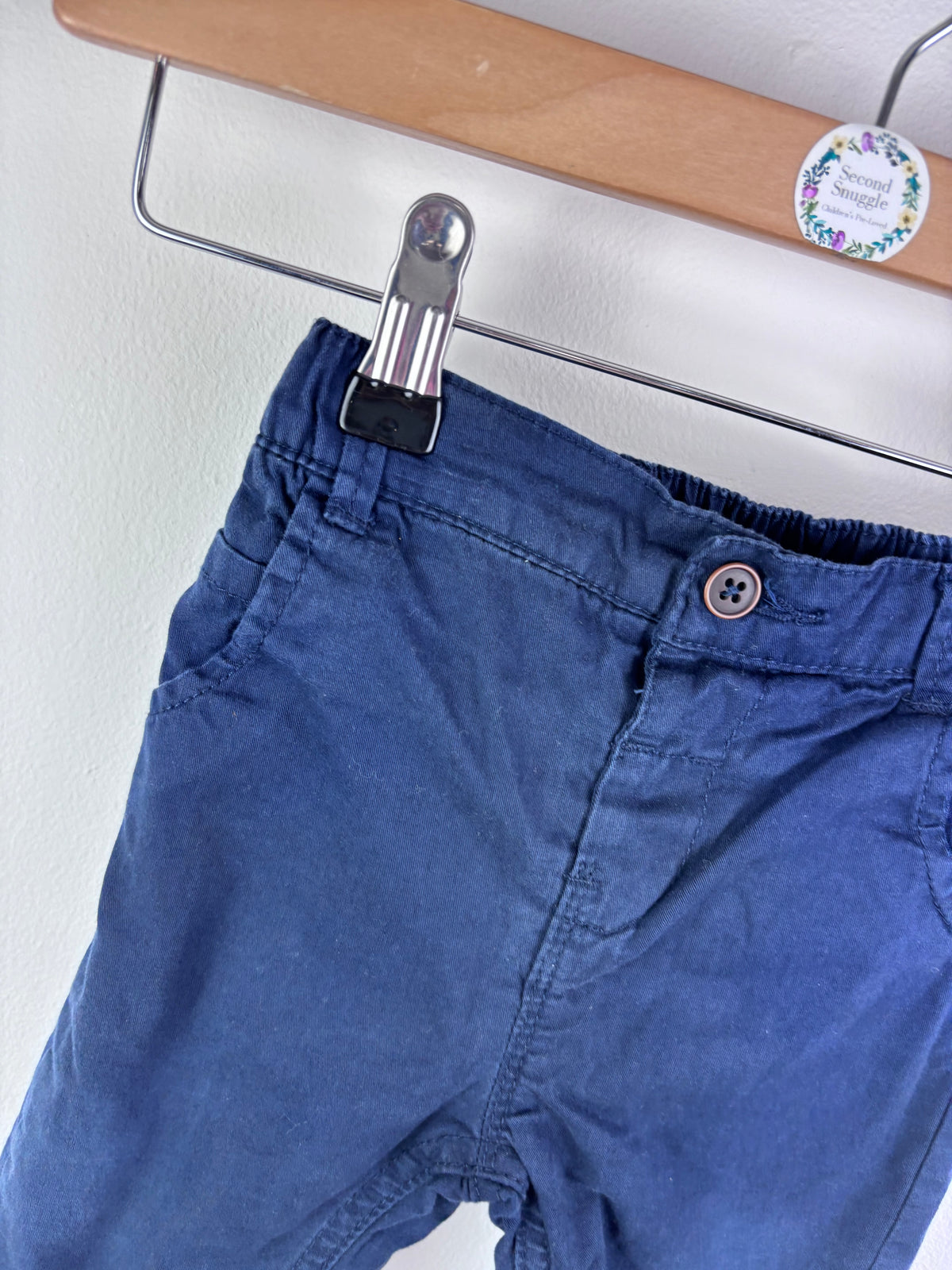 Next Blue Cotton Chinos 9-12 Months-Trousers-Second Snuggle Preloved
