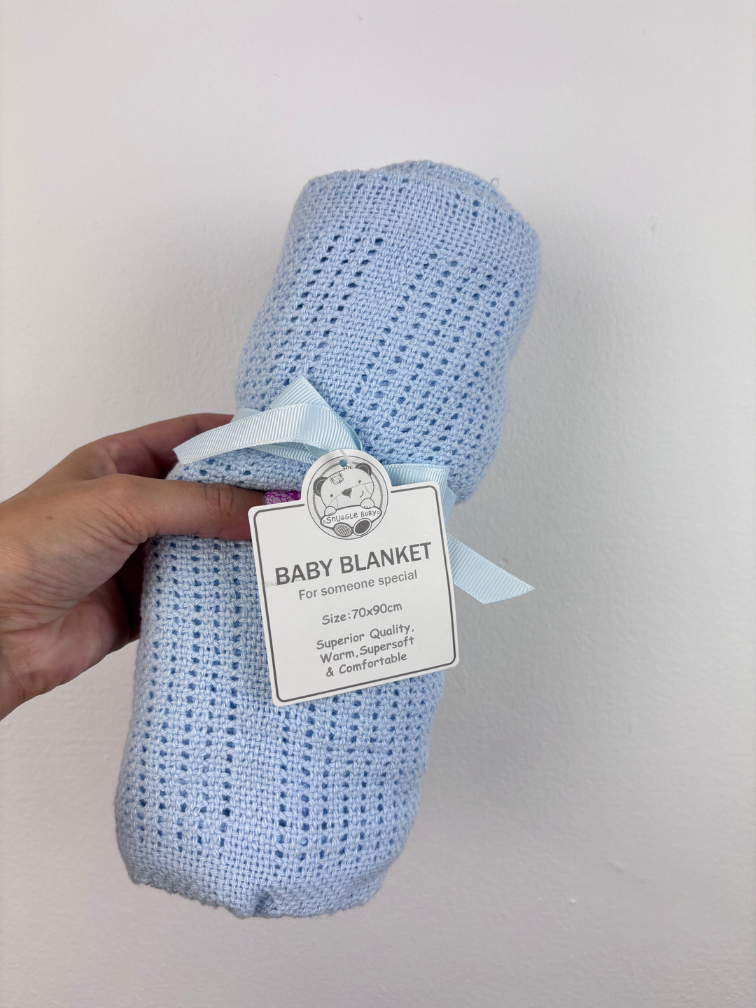 Baby Blue Knitted Blanket New-Blankets-Second Snuggle Preloved