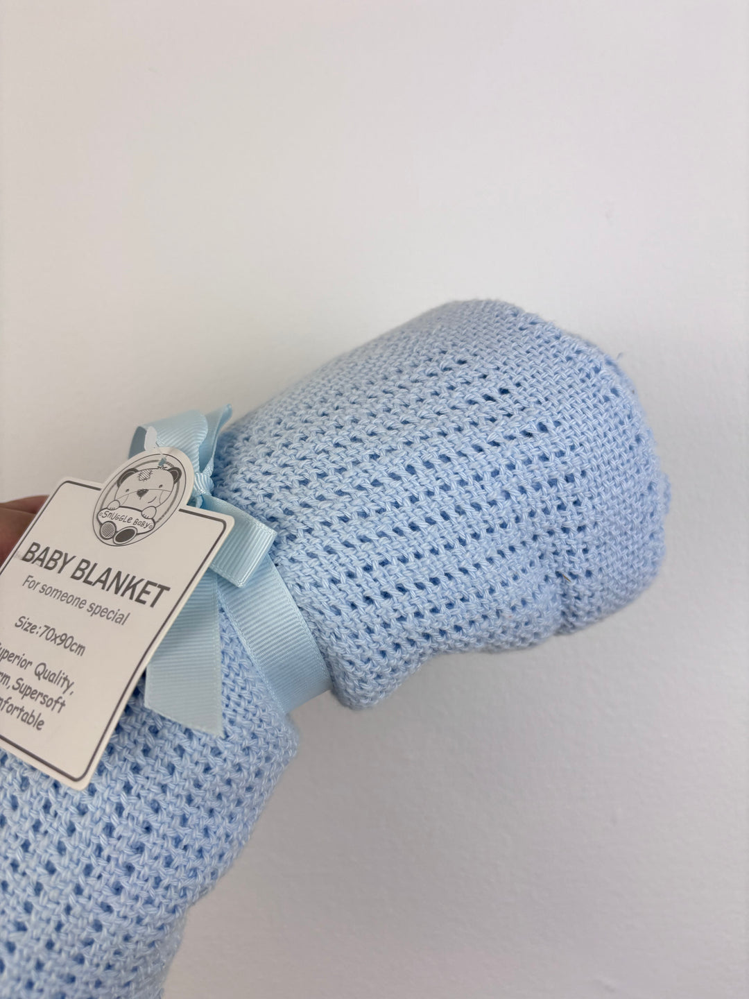 Baby Blue Knitted Blanket New-Blankets-Second Snuggle Preloved