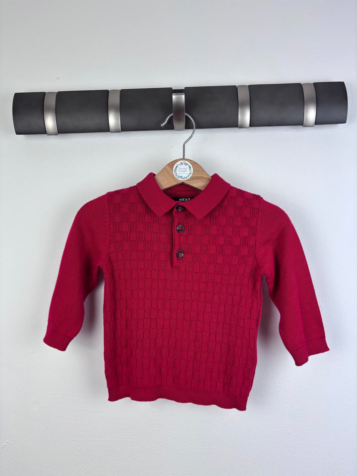 Next Red Knitted Polo Jumper 6-9 Months-Tops-Second Snuggle Preloved