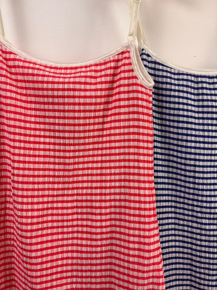 Katie J NYC Red & Navy Striped Cami Dress Set Medium Tween (8-10 Years)