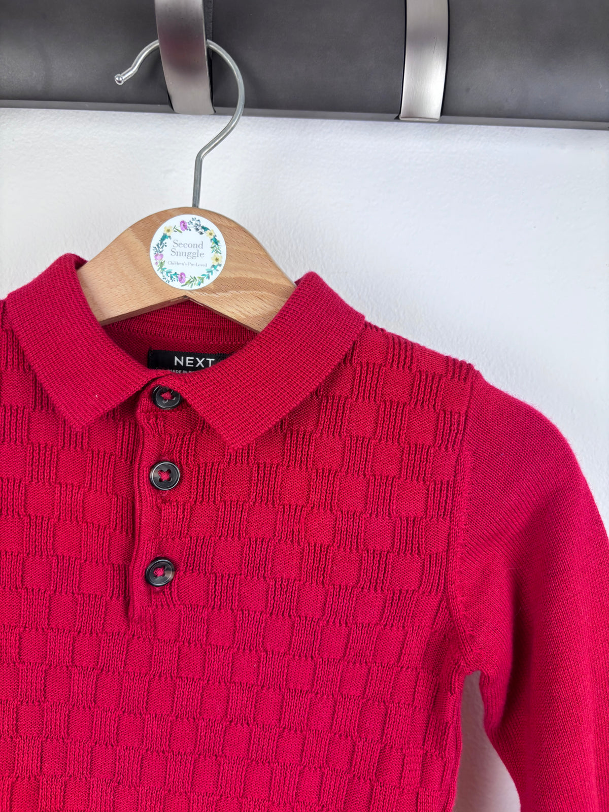 Next Red Knitted Polo Jumper 6-9 Months-Tops-Second Snuggle Preloved