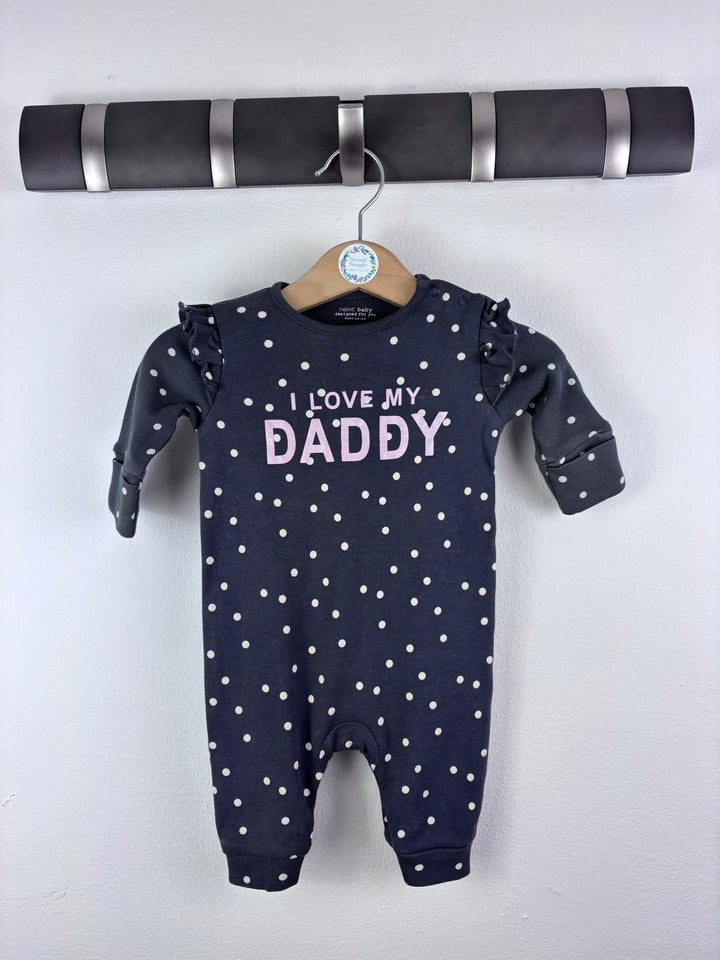 Next Grey Spot Romper I Love My Daddy 0-3 Months-Rompers-Second Snuggle Preloved