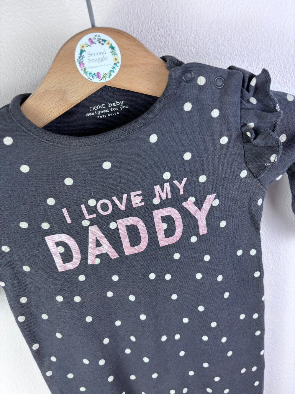 Next Grey Spot Romper I Love My Daddy 0-3 Months-Rompers-Second Snuggle Preloved
