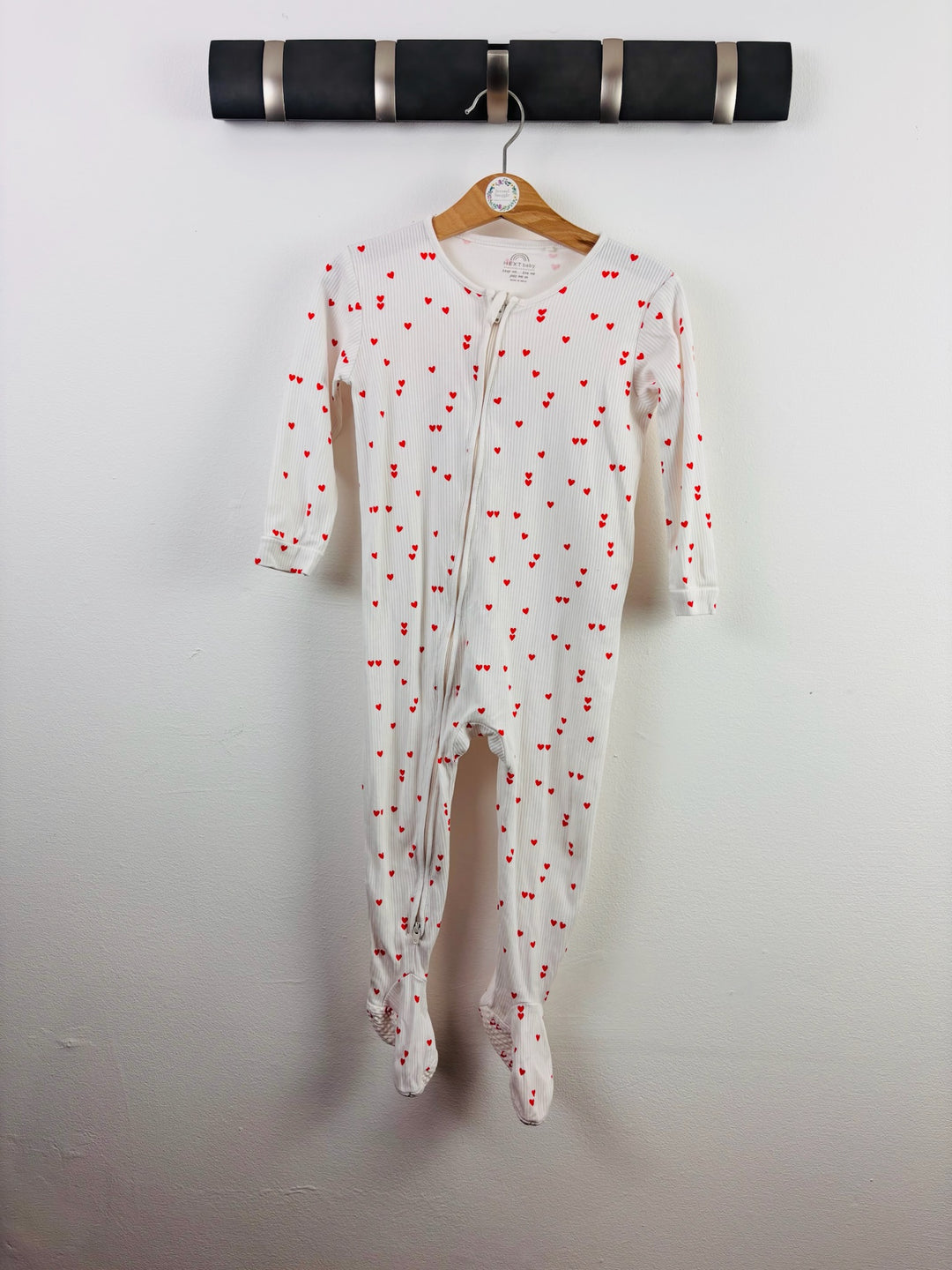 Next White Red Heart Zip Sleepsuit 18-24 Months