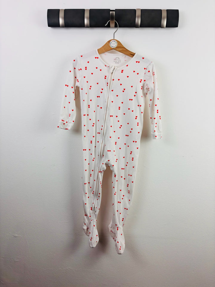 Next White Red Heart Zip Sleepsuit 18-24 Months