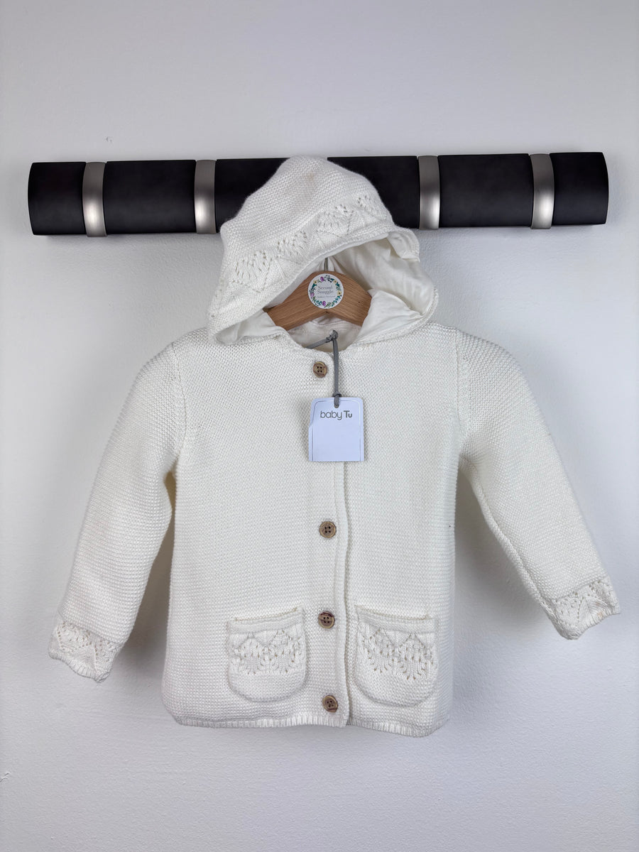 Tu White Knitted Cardigan 9-12 Months-Cardigans-Second Snuggle Preloved