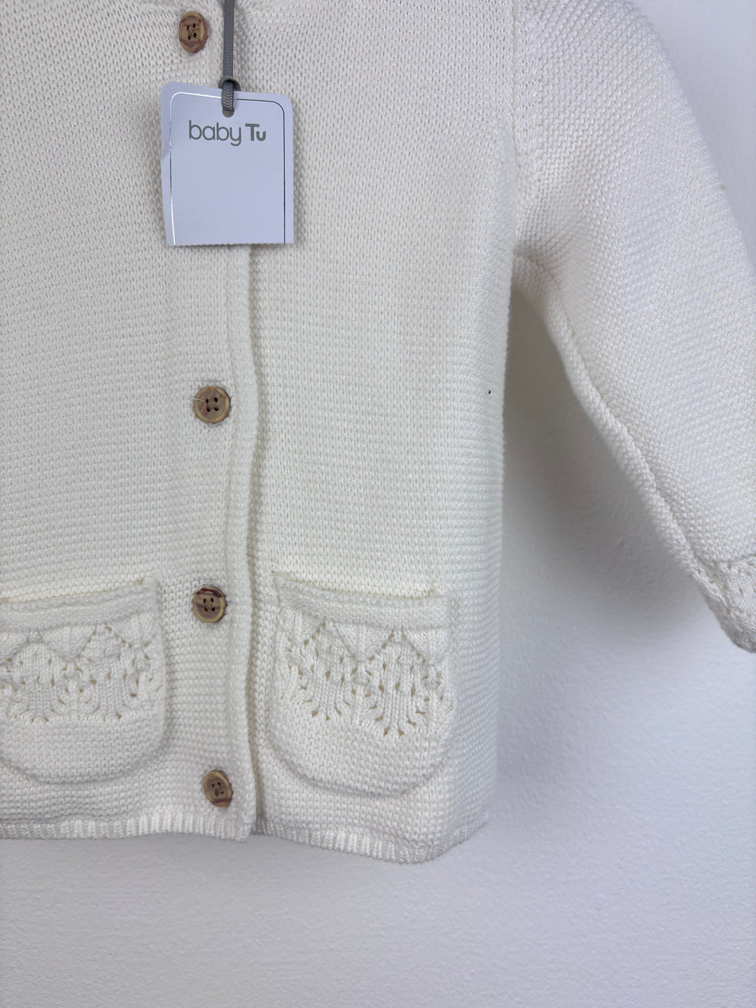 Tu White Knitted Cardigan 9-12 Months-Cardigans-Second Snuggle Preloved