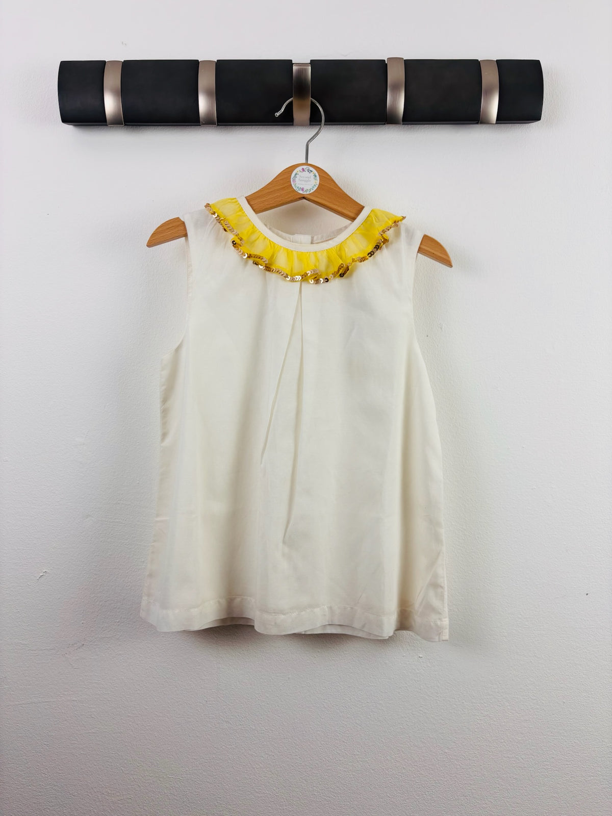 Boden White Yellow Sequin Collar Top 5-6 Years-Tops-Second Snuggle Preloved