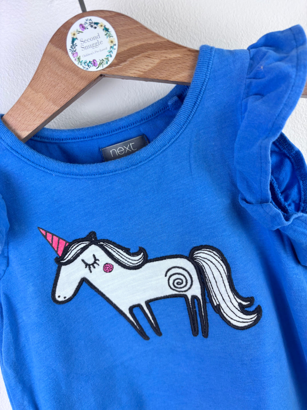 Next Blue Unicorn Frill Sleeveless Top 9-12 Months-Tops-Second Snuggle Preloved
