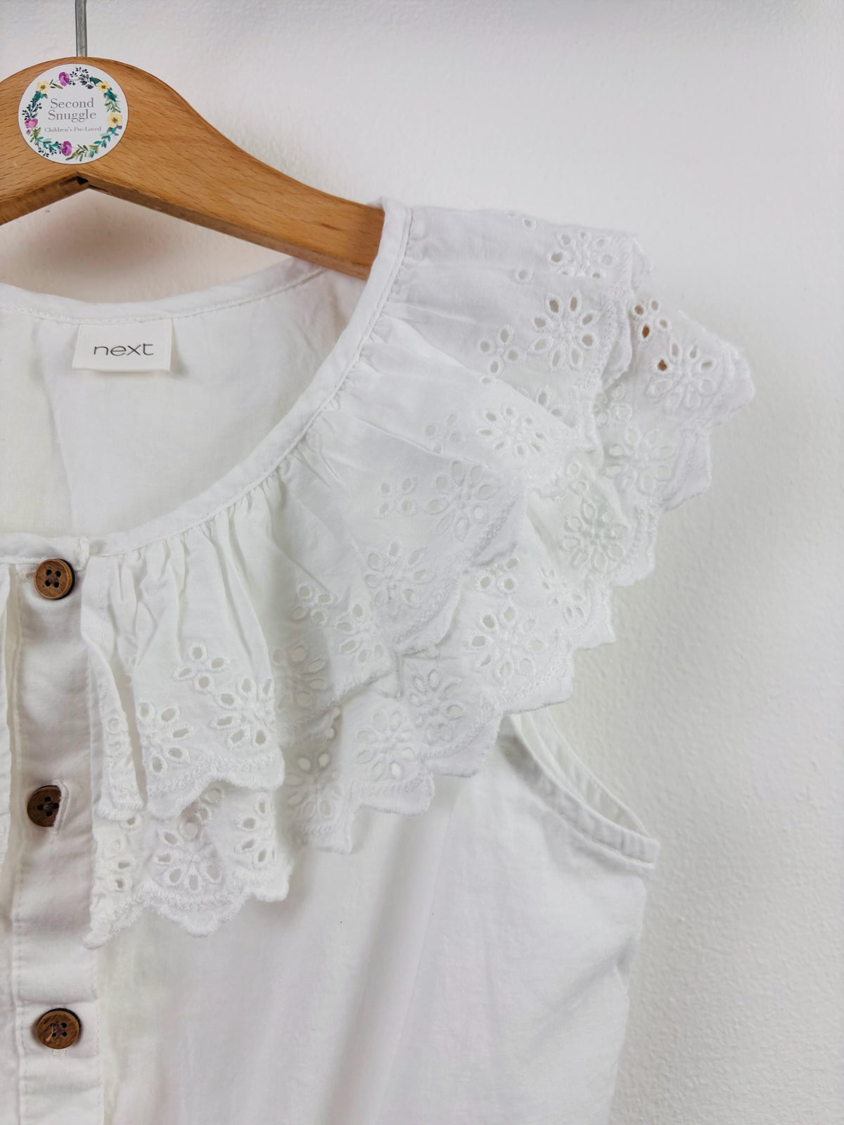 Next White Broderie Frill Tie Front Top 6-7 Years-Tops-Second Snuggle Preloved