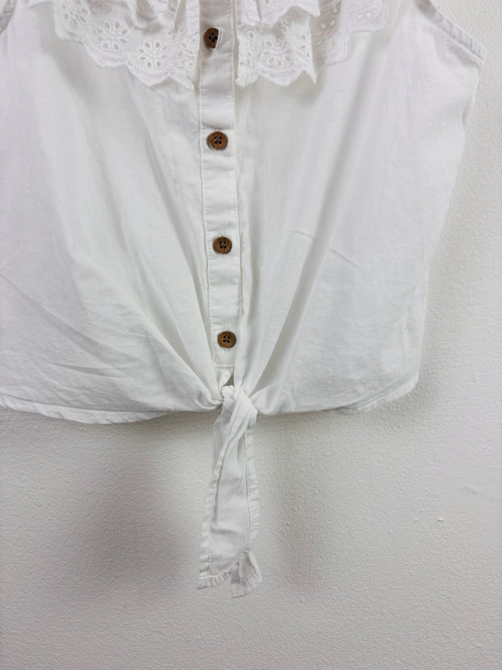 Next White Broderie Frill Tie Front Top 6-7 Years