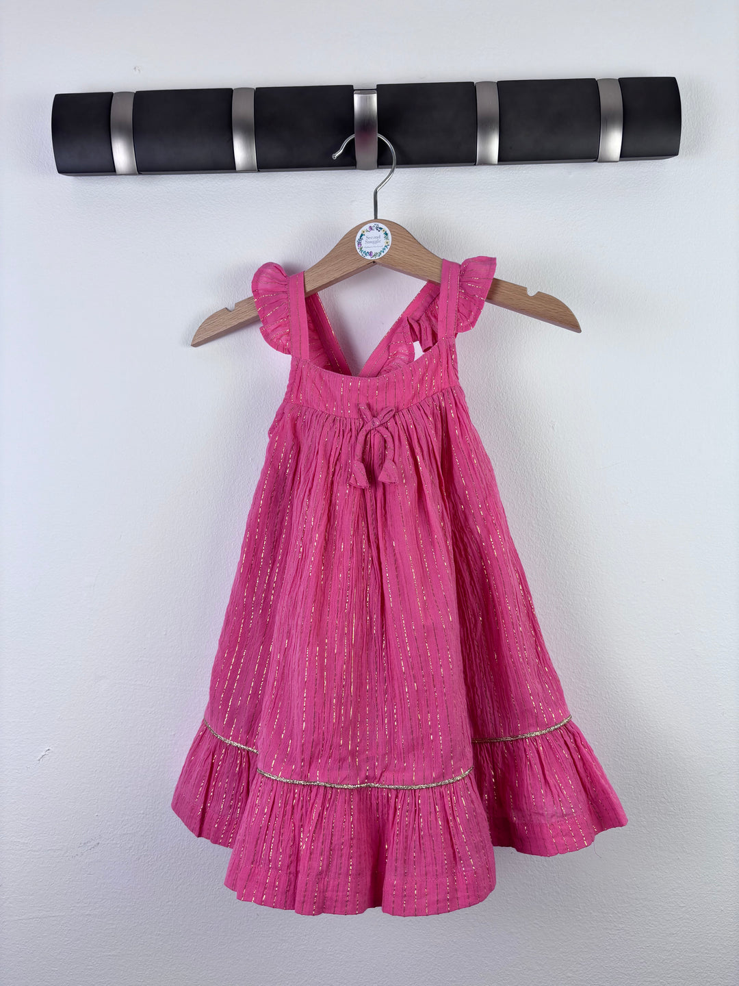Mothercare Pink Metallic Stripe Dress 9-12 Months-Dresses-Second Snuggle Preloved