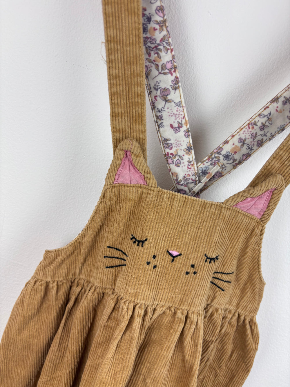 Next Corduroy Cat Pinafore Dress 3-4 Years-Dresses-Second Snuggle Preloved