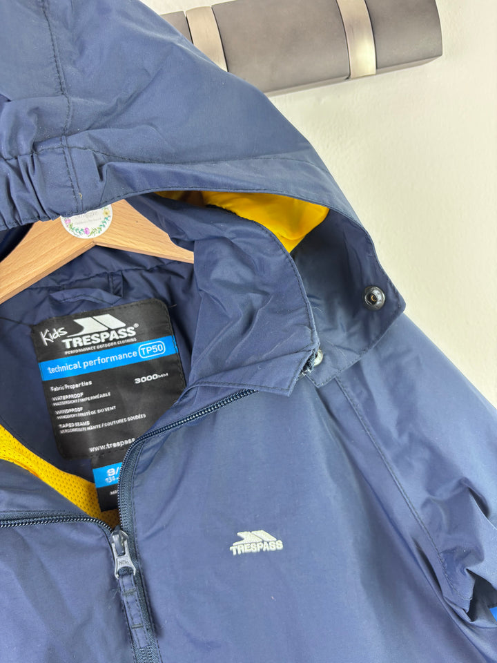 Trespass Blue Colour Block Waterproof Jacket 9-10 Years-Coats-Second Snuggle Preloved