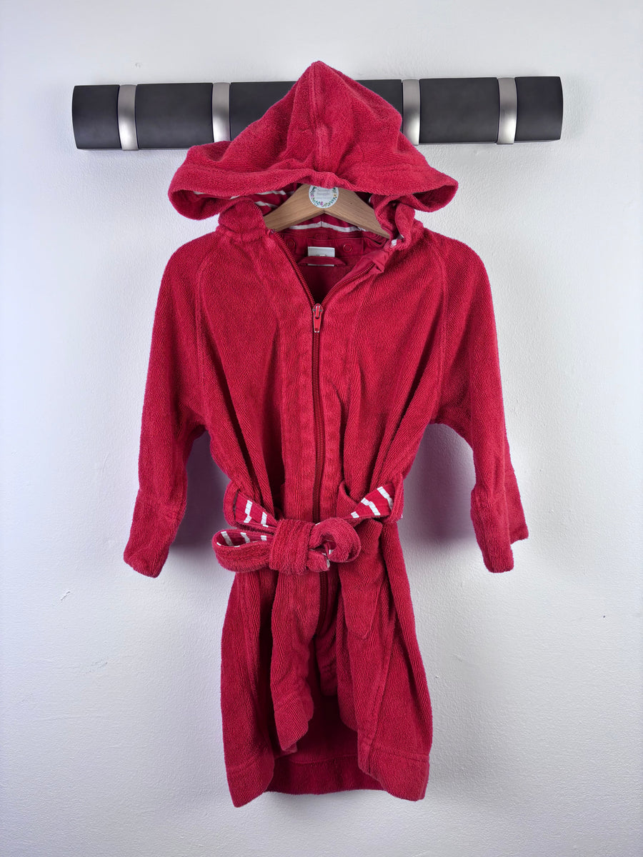 Polarn O. Pyret Red Hooded Towelling Robe 1-2 Years-Swimming-Second Snuggle Preloved