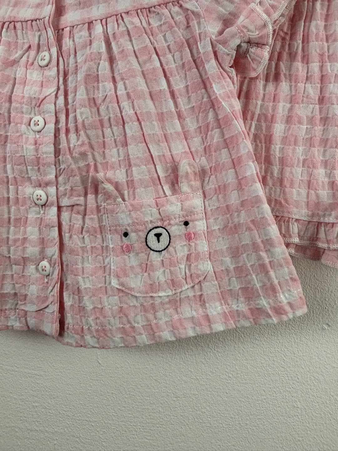 Tu Pink Gingham Bear Top & Shorts Set 0-3 Months